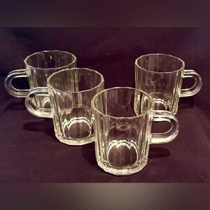 4 Bormioli Rocco glass mugs. 8oz Italy